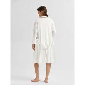 Bata de baño de verano para mujer, multicolor, con ribetes, de bambú suave tejido con elastano, ropa de casa informal, con botones, batas de modal personalizables - Product Image 5