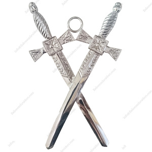 Collier d'officier maçonnique, bijou de régalias, plaqué argent - Bijou de garde intérieur - Product Image 1