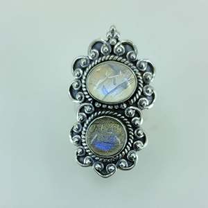 Rainbow Moonstone & Labradorite 925 Sterling Silver Handmade Ring Boho June Birthstone Jewelry Perfect Gift for Her - Product Image 4