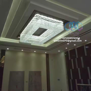 Modern Luxury LED Ceiling <b>Chandelier</b> Rectangle <b>Crystal</b> AC for Hotel Villa Lighting UAE Saudi Arabia Qatar Kuwait Oman Bahrain - Product Image 1