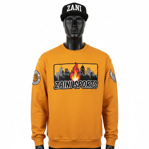 Sudadera de Forro Polar de Algodón Suave de 320 g/m² para Hombre, Color Mostaza, Logotipo Bordado Personalizado, Estilo Urbano Básico - Product Image 1