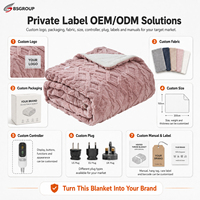 Plaid électrique matelassé jacquard losanges en sherpa, personnalisable et lavable en machine, avec 9 réglages de chaleur pour l'hiver