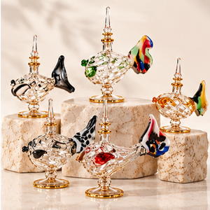 Bouteilles de parfum en verre égyptien faites à la main, peintes à la main, décoratives, objets de collection, contenants de parfum - Product Image 1