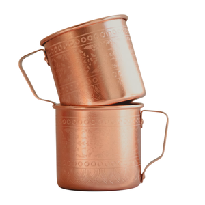 Cylindrical <b>Copper</b> <b>Mug</b> with Wrapped Handle Contemporary Metal Drinkware for Daily Use and Serving - Product Image 1