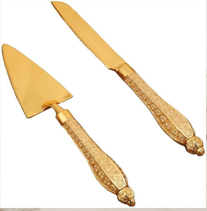 Prix de gros pour l'ensemble de serveur de gâteau Rose en laiton gravé outils de fête de mariage et d'anniversaire pour les événements en Inde - Product Image 2