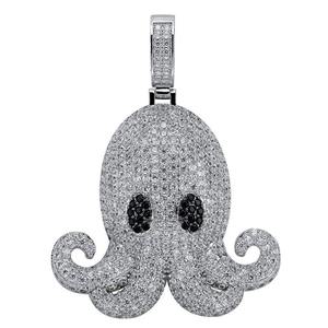 Meilleures ventes Pendentif Hip Hop en diamant Moissanite VVS serti de pierres avec argent 925 plaqué or Design pieuvre pour la mode masculine - Product Image 1