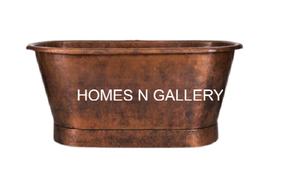 Bañera de diseño vintage independiente de cobre hecha a mano, desbordamiento y escurridor personalizable para remojar la decoración del baño - Product Image 2