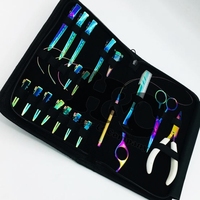 Kit de Coiffure Professionnel HOOPER COMPANY pour Usage Commercial – Outils d'Extension de Cheveux Multicolores en Acier Inoxydable, Incluant Pinces et Aiguilles
