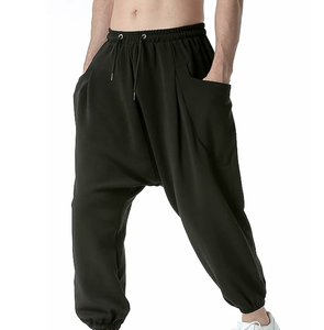 Transpirable 2024 logotipo personalizado 100% algodón de lujo polar cintura elástica cremallera caída entrepierna pantalones de chándal - Product Image 6