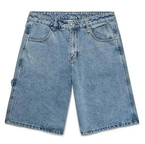 2025 personnalisé hommes fermeture éclair mouche coupe ample Denim couleur 100% coton lourd Denim pantalon Baggy jean Jorts Skate Shorts pour hommes - Product Image 5