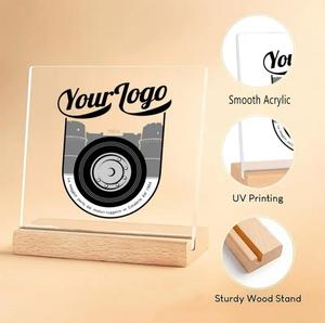 Soporte de letrero acrílico sofisticado a precio de fábrica 2025 con una hermosa base de madera para venta minorista y oficina - Product Image 5