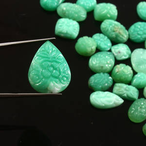 Chrysoprase naturelle verte pierre précieuse en vrac sculptée à la main produit en vrac mélange forme fait à la main Art moghol sculpture meilleurs bijoux - Product Image 3