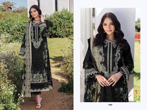 Vente en gros mousseline de soie duppata pakistanaise salwar kameez collection avec broderie patch idéal pour une tenue de fête - Product Image 4