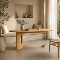 Table de salon ovale moderne en bois de chêne avec pieds en acrylique transparent pour la maison, l'appartement, l'hôtel, la salle à manger