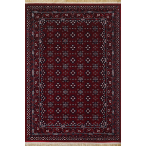 Alfombra turca de lujo hecha a máquina, de poliéster rojo premium para sala de estar, del fabricante de Gaziantep. - Product Image 1