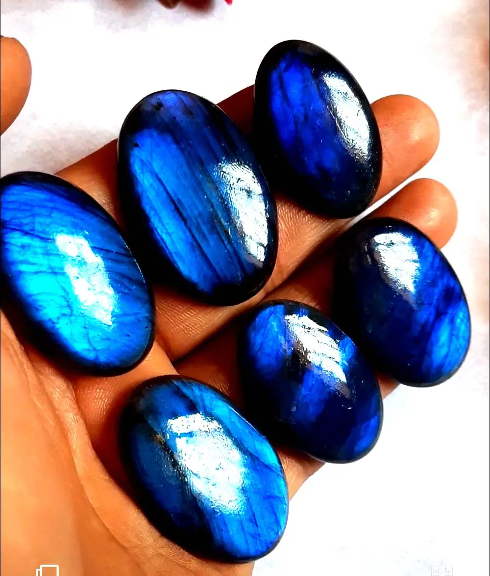Bela Azul Flaish Labradorite Forma oval Gems Cabochão Suave Para Personalizar Gift Ring Brinco Pulseira Natural pedra solta