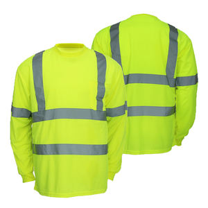 Reflective Safety hi vis High Visibility Workwear Construction ANSI class <b>top</b> quality 100% Polyester full sleeve t shirt - Product Image 1