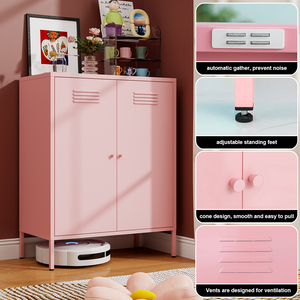 Metal <strong>Storage</strong> Cabinet with 2 Door Steel Locker Sideboard Buffet Cabinet <strong>Console</strong> <strong>Table</strong> for Home Office Pink - Product Image 5