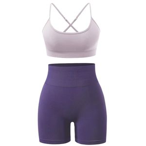 ชุดออกกำลังกายขาสั้นเอวสูงสำหรับผู้หญิงชุดออกกำลังกายสปอร์ตบราระบายอากาศได้สำหรับ2026ฤดูร้อน - Product Image 3