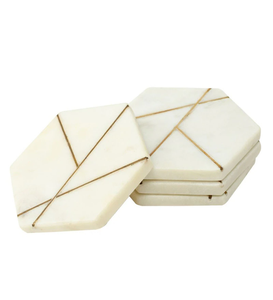 Royal Quality Placemat White Hexagon Round Square Customization Cup Mats & <b>Pads</b> Marble Coasters for Drinks - Product Image 3
