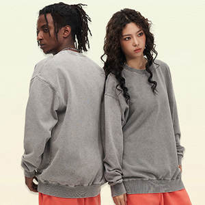 Alta calidad 450GSM hombres ácido lavado cuello redondo sudadera 100% algodón Batik desgastado francés Terry sudaderas para hombres sudaderas con capucha - Product Image 1