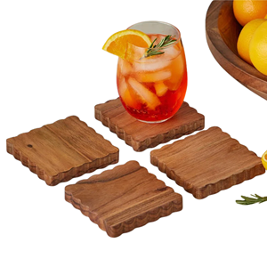 Juego de Posavasos Clásicos de Laca, Posavasos de Madera con Borde Festoneado, Ideales para Té, Café, Decoración Elegante para Mesa, Hechos en Vietnam - Product Image 5