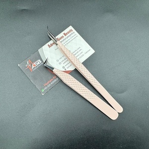 Pinzas profesionales para extensión de pestañas desnudas y negras de melocotón, agarre de diamante, punta de volumen de acero inoxidable sostenible personalizada - Product Image 2