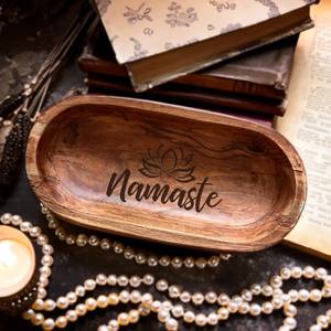 Tazón de masa de madera grabado con láser Namaste regalo Yoga amante meditación ensaladera Yoga profesor regalo - Product Image 3