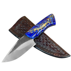 Couteau de chasse Bowie en acier inoxydable fait main OEM |   Couteau à lame fixe avec manche en résine, bord dentelé, pour la survie en extérieur et le dépecage du cuir - Product Image 1