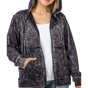 Sweat à capuche zippé vintage délavé à l'acide pour femme, 400 GSM, coton doux, tenue décontractée, fabrication OEM personnalisée, marque privée, fabricant d'usine - Product Image 3