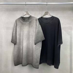 American Vintage Men Summer Tops de manga corta de color inverso estilo Ringer Crew, Camiseta larga lavada con ácido Fitness - Product Image 1