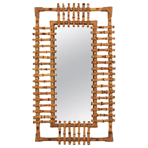 Espejo de pared con luz solar en forma de ratán Rectangular de lujo moderno, decoración elegante para el hogar para sala de estar con patrón de sol redondo enmarcado - Product Image 1