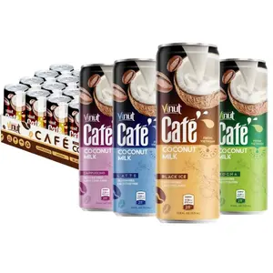 코코넛 밀크 커피 음료 VINUT | 라떼, 블랙, 카푸치노, 모카 (250ml, 24 팩) 마실 준비, 도매 공급 업체, 무료 샘플