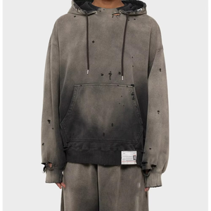 OEM personnalisé 100% coton épais éponge française sweat à capuche zippé pour hommes délavé au soleil à l'acide surdimensionné brodé automne décontracté - Product Image 6