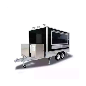Food Truck Noir Motorisé à 4 Roues, Design Boîte Carrée en Acier Inoxydable, Compartiments Isolés, Espace de Préparation, Utilisation Extérieure, Boutique Alimentaire - Product Image 6