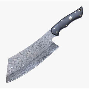 Couteau de cuisine Chef avec lame en acier Damas et manche en bois, pour droitier, passe au lave-vaisselle, finition hautement polie - Product Image 1