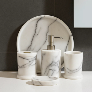 Ensemble de salle de bain moderne en marbre artisanal de qualité supérieure, trois pièces, étanche, pour villas, hôtels, complexes hôteliers - Vente en gros pour acheteurs internationaux, décoration - Product Image 2