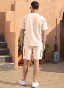 Sweat-shirt unisexe surdimensionné à motif de broderie avec impression personnalisée Logo à manches longues de couleur unie pour hommes, sweat-shirt ras du cou et short lourd pour hommes - Product Image 3