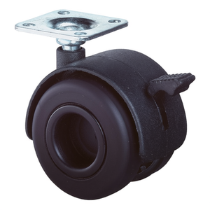 Ruedas Dobles de Poliamida de 40 mm con Freno, Ruedas de Plástico para Muebles con Placa de Montaje, Capacidad de Carga de 30 kg - Product Image 3
