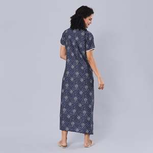 Camisón Largo Evolve para Mujer, 100% Algodón Estampado, Ropa de Dormir Súper Cómoda, Cintura Elástica, Cierre con Botones, Popelina Tejida - Product Image 1