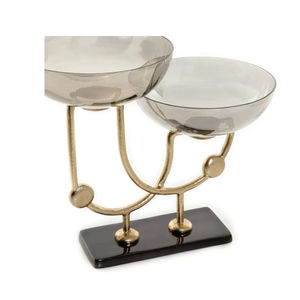 <b>Large</b> Round Decorative Food <b>Bowls</b> in Metal and Glass with Sleek Finished for Elegant Tabletop Serving and Kitchenware Display - Product Image 2