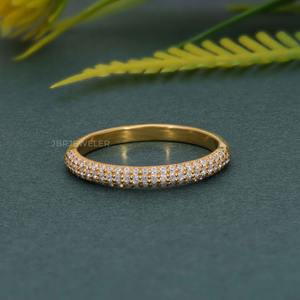 Estilo de lujo IGI Certified VVS Lab Grown Diamond 14K Oro sólido Micro Pave Anillo DE BODA apilable Joyería de lujo de gama alta - Product Image 6