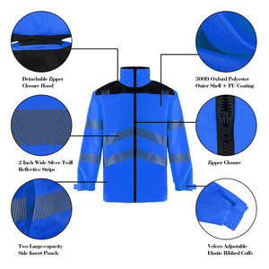 ANSI Class 3 High Visibility Safety <b>Work</b> Jacket <b>Waterproof</b> Breathable Blue Winter Reflective Jacket with Custom Logo - Product Image 5