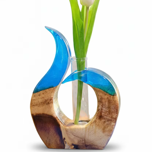 แจกันตกแต่งงานแต่งงานทำจากไม้ธรรมชาติและเรซิ่นอีพ็อกซี่คุณภาพพรีเมียม พร้อมโลโก้สั่งทำและจำหน่ายราคาส่ง - Product Image 2