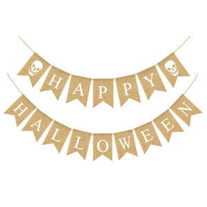 Guirnalda Decorativa para Fiesta de Halloween, Banderines de Calaveras de Yute - Product Image 1