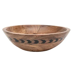 Best Selling Natural Wooden <b>Tableware</b> Kitchen Creative Rice Bowl Large Acacia and Mango Wood Solid Salad Soup Bowls - Product Image 6