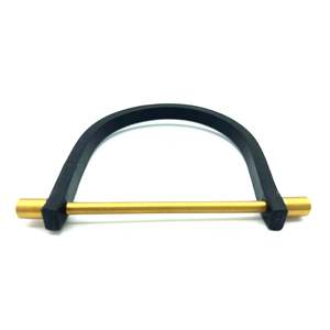 Homvare Unisex U-Shaped Steel Bar and <b>Leather</b> Cuff <b>Bracelet</b> Black/Gold Fashionable Accessory - Product Image 3