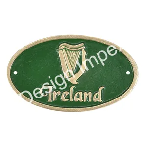 Cast Brass <b>Plaque</b> Wall Decor Sign Metal Handcrafts Customize <b>Signs</b> Oval Shape <b>Plaque</b> Irish/Ireland Green Sign Home Decoration - Product Image 1