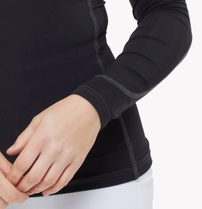 Camisa Ecuestre de Manga Larga Personalizada para Mujer, Ropa de Alto Rendimiento con Costuras en Contraste, Capa Base de Nailon Negro con Malla - Product Image 3