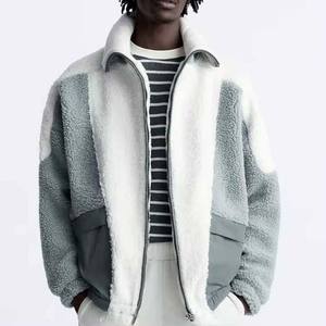 Veste d'hiver en sherpa respirante et coupe-vent de haute qualité, nouvelle conception, logo personnalisé, blocs de couleur, travail de patchwork, col montant, ample - Product Image 4
